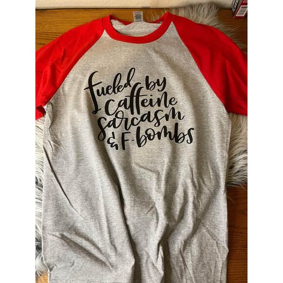 womens tshirt fueled by caffeine size medium 3/4 sleeve - Picture 2 of 2